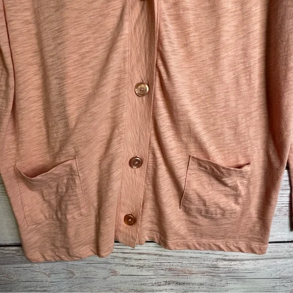 Talbots Peach Cardigan Size XL V-Neck Lightweight Cotton BOHO Grandpacore - Picture 3 of 12